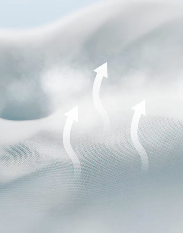 Air moving through the breathable pillow fabric